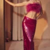 Spódnica maxi Alexis z cekinami w kolorze Hot Pink