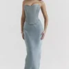 Spódnica maxi Amadi Cool Blue sięgająca do podłogi Spódnica maxi Amadi Cool Blue sięgająca do podłogi