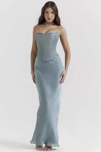Spódnica maxi Amadi Cool Blue sięgająca do podłogi