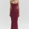 Spódnica maxi Cassidy Cabernet z obszyciami na dole