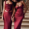 Spódnica maxi Sydel Ruby Satin Bias Cut