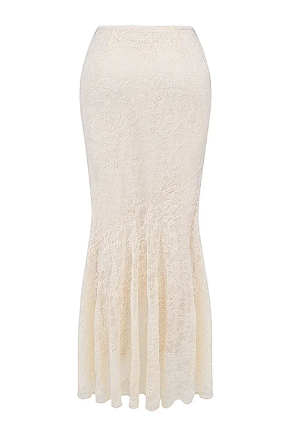 Spódnica maxi Therese Vintage w kolorze kremowym z koronką Spódnica maxi Therese Vintage w kolorze kremowym z koronką