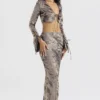 Spódnica midi Clara w kolorze cyny, o skośnym kroju