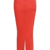 Spódnica midi Colette Scarlet z satyny z niskim stanem