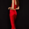 Spódnica midi Colette Scarlet z satyny z niskim stanem