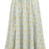Spódnica midi Cora z miękkiej bawełny w niebieski kwiatowy wzór w stylu vintage Spódnica midi Cora z miękkiej bawełny w niebieski kwiatowy wzór w stylu vintage