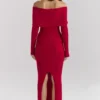 Spódnica midi Faith Holly Red z mieszanki kaszmiru