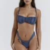 Spodenki bikini „Athens” w kolorze ciemnoniebieskim z marszczeniem i wysokim stanem