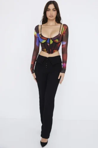 Spodnie Ava Black Fold Front