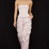 Spodnie cargo z prostymi nogawkami Daria Crystal Satin Spodnie cargo z prostymi nogawkami Daria Crystal Satin