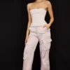 Spodnie cargo z prostymi nogawkami Daria Crystal Satin Spodnie cargo z prostymi nogawkami Daria Crystal Satin