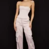 Spodnie cargo z prostymi nogawkami Daria Crystal Satin Spodnie cargo z prostymi nogawkami Daria Crystal Satin