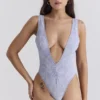Stroje Kąpielowe Martinique Lavender Paisley Plunge Stroje Kąpielowe Martinique Lavender Paisley Plunge