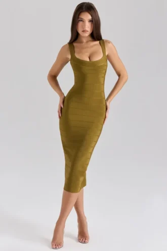Sukienka bandażowa OG Olive Midi Sukienka bandażowa OG Olive Midi