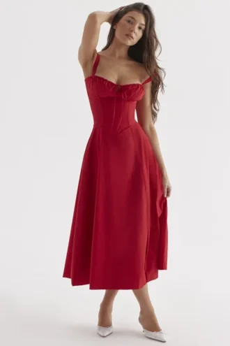 Sukienka bustier Carmen w kolorze czerwonej róży