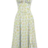 Sukienka bustier z bawełny w delikatny niebieski kwiatowy wzór w stylu vintage Sukienka bustier z bawełny w delikatny niebieski kwiatowy wzór w stylu vintage