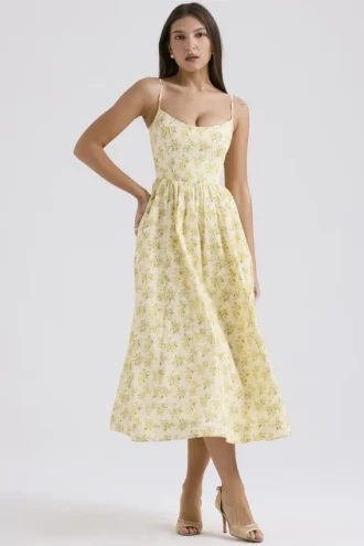 Sukienka gorsetowa Lolita z bawełny w vintage’owy kwiatowy wzór Sukienki Letnie