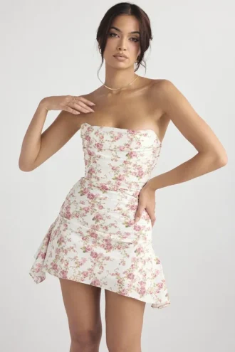 Sukienka gorsetowa z drapowaniem w kwiatowy wzór Jasmine Rose Sukienka gorsetowa z drapowaniem w kwiatowy wzór Jasmine Rose