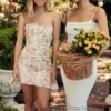 Sukienka gorsetowa z drapowaniem w kwiatowy wzór Jasmine Rose