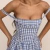Sukienka letnia midi Vivien w niebieską kratkę Sukienka letnia midi Vivien w niebieską kratkę