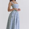 Sukienka letnia midi Vivien w niebieską kratkę Sukienka letnia midi Vivien w niebieską kratkę
