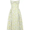 Sukienka letnia midi z bawełny w stylu vintage z delikatnym niebieskim kwiatowym nadrukiem Sukienka letnia midi z bawełny w stylu vintage z delikatnym niebieskim kwiatowym nadrukiem