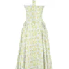 Sukienka letnia midi z bawełny w stylu vintage z delikatnym niebieskim kwiatowym nadrukiem Sukienka letnia midi z bawełny w stylu vintage z delikatnym niebieskim kwiatowym nadrukiem