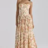 Sukienka letnia midi z bawełny z nadrukiem Ysabella Warm Rose Sukienka letnia midi z bawełny z nadrukiem Ysabella Warm Rose
