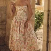 Sukienka letnia midi z bawełny z nadrukiem Ysabella Warm Rose Sukienka letnia midi z bawełny z nadrukiem Ysabella Warm Rose