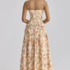 Sukienka letnia midi z bawełny z nadrukiem Ysabella Warm Rose Sukienka letnia midi z bawełny z nadrukiem Ysabella Warm Rose