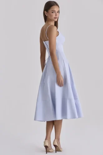 Sukienka letnia midi z bawełny z wiązaniem Millie Bluebell