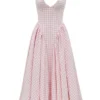 Sukienka letnia midi z wiązaniem na szyi w kratkę Marilyn Strawberry Shortcake