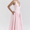 Sukienka letnia midi z wiązaniem na szyi w kratkę Marilyn Strawberry Shortcake