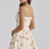 Sukienka letnia mini z bawełny w rozkloszowanym kroju Dolly Ivory Vintage Rose Print