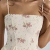 Sukienka letnia mini z bawełny w rozkloszowanym kroju Dolly Ivory Vintage Rose Print