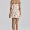 Sukienka letnia mini z bawełny w rozkloszowanym kroju Dolly Ivory Vintage Rose Print