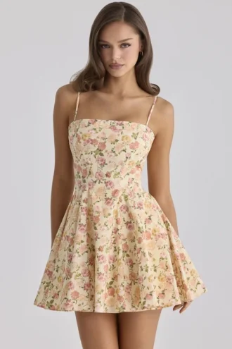 Sukienka letnia mini z bawełny z nadrukiem Dolly Warm Rose