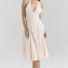 Sukienka Letnia Solada Vintage Cream Georgette na ramiączkach