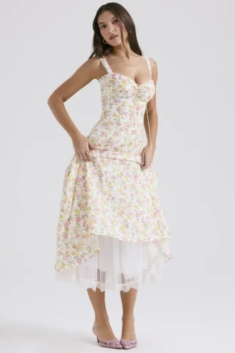 Sukienka Letnia z bawełny z nadrukiem Rosalee Ivory Meadow Sukienka Letnia z bawełny z nadrukiem Rosalee Ivory Meadow