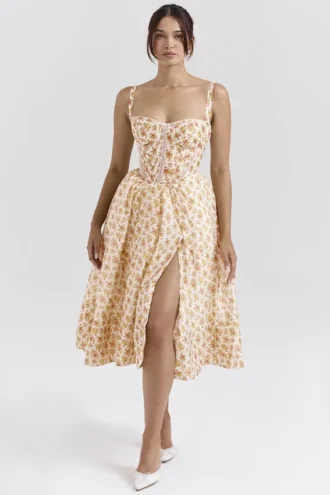 Sukienka letnia z gorsetem i nadrukiem Kelly Royal Rose Sukienka letnia z gorsetem i nadrukiem Kelly Royal Rose
