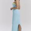 Sukienka maxi Aiza w kolorze ocean blue z kontrastową koronką