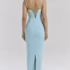 Sukienka maxi Aiza w kolorze ocean blue z kontrastową koronką