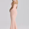 Sukienka maxi Antonella w kolorze brzoskwiniowym z siateczką