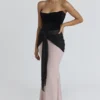 Sukienka maxi Clara w kolorze czarnym i pudrowym z szyfonu – edycja limitowana Sukienka maxi Clara w kolorze czarnym i pudrowym z szyfonu – edycja limitowana