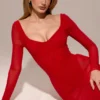 Sukienka maxi Everly Holly z siateczki w kolorze czerwonym z Body Sukienka maxi Everly Holly z siateczki w kolorze czerwonym z Body