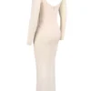 Sukienka maxi Everly z siateczki w kolorze pudrowym z wbudowanym Body Sukienka maxi Everly z siateczki w kolorze pudrowym z wbudowanym Body