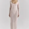 Sukienka maxi Everly z siateczki w kolorze pudrowym z wbudowanym Body Sukienka maxi Everly z siateczki w kolorze pudrowym z wbudowanym Body