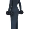 Sukienka maxi Fabienne Midnight z falbanowymi rękawami