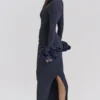 Sukienka maxi Fabienne Midnight z falbanowymi rękawami