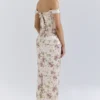 Sukienka maxi Isis Vintage w kremowy kwiatowy wzór z gorsetem